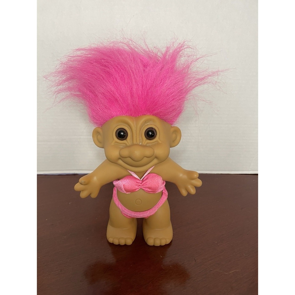 Vtg Troll Girl Bathing Suit Pink Bikini Summer Beach Russ 7 Inch